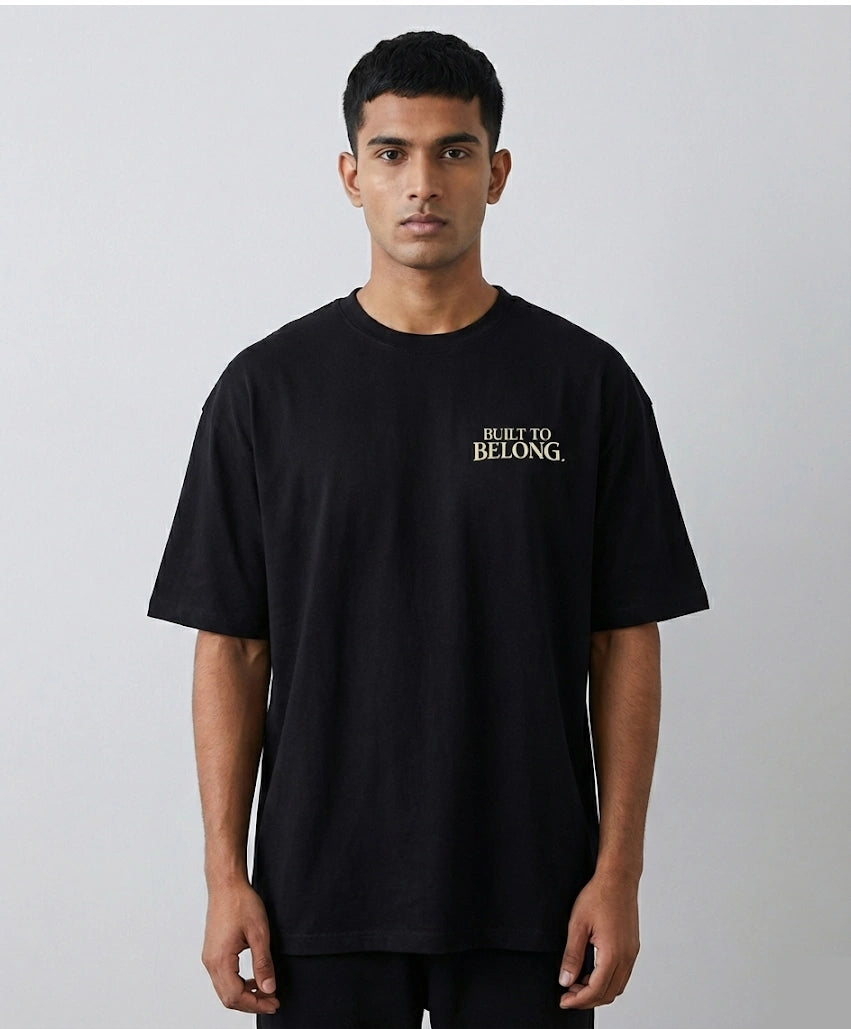 Men's Built To Belong Black Oversized Tshirt