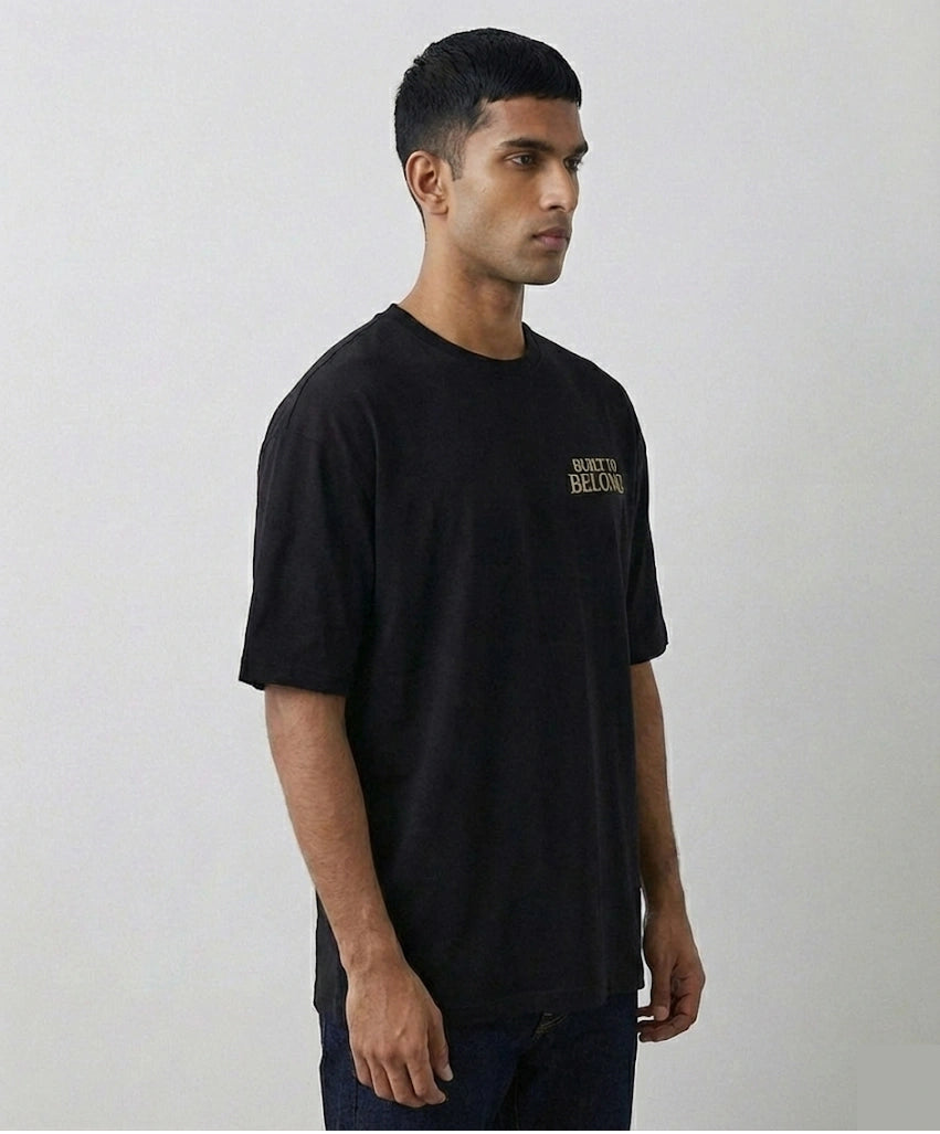 Men's Built To Belong Black Oversized Tshirt