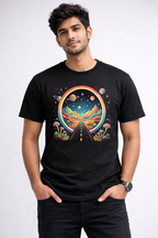 Men's Multiverse Black Graphic Printed Tshirt
