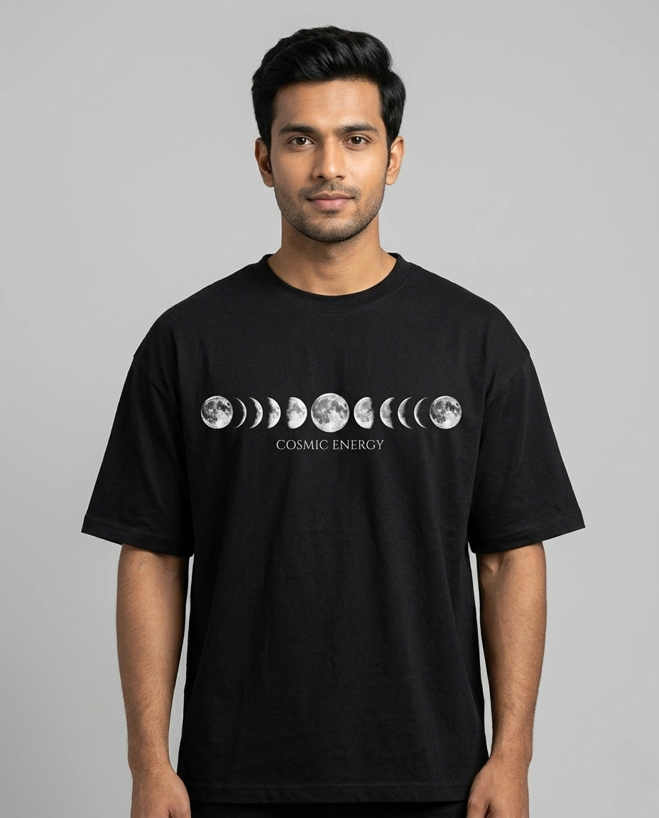 Men's Cosmic Energy Black Oversized T-shirt