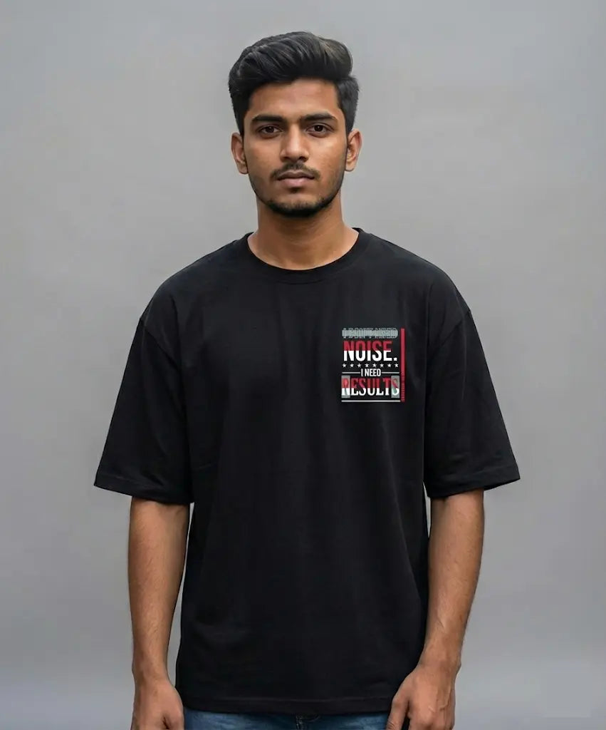 No Noise Men's Black Oversized T shirt