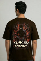 Men's Brown Oversized Graphic Printed T-shirt