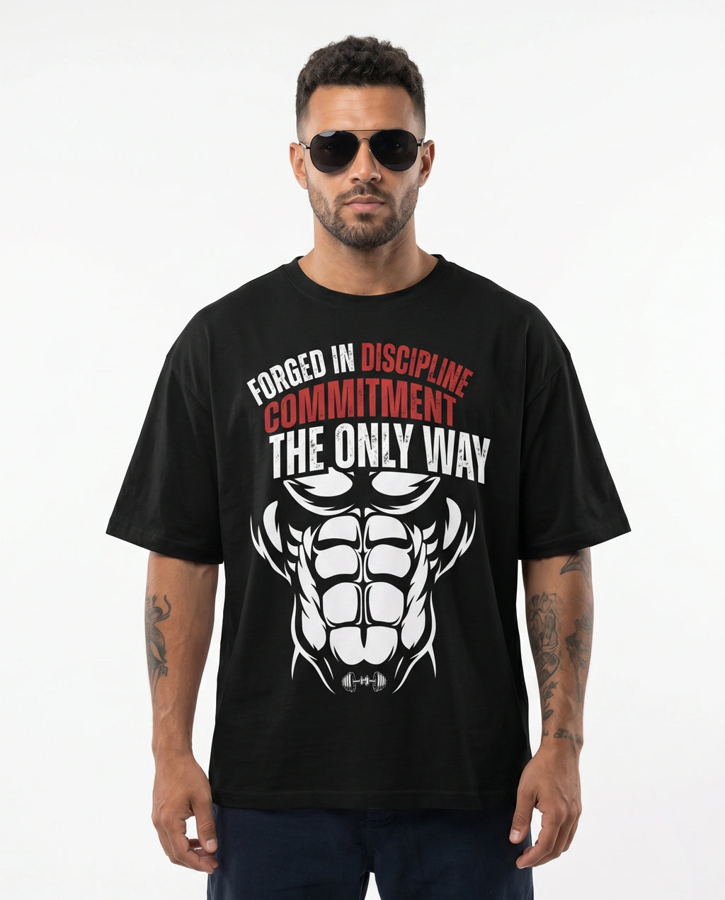 Men's Forged Commitment Black Oversized T-shirt