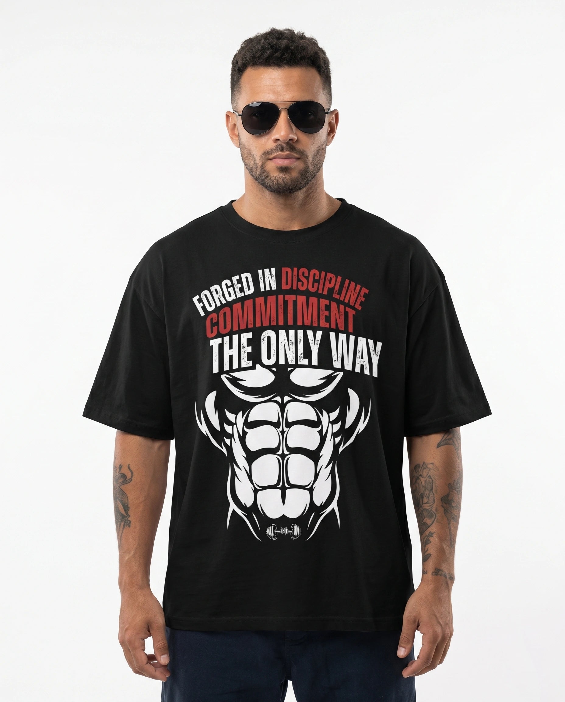 Men's Forged Commitment Black Oversized T-shirt