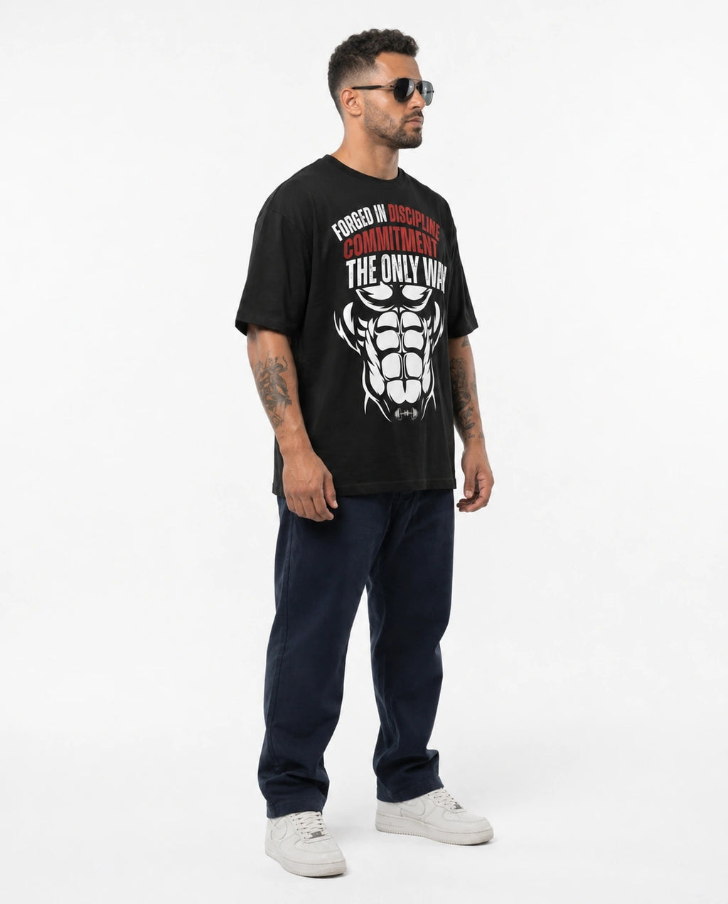 Men's Forged Commitment Black Oversized T-shirt