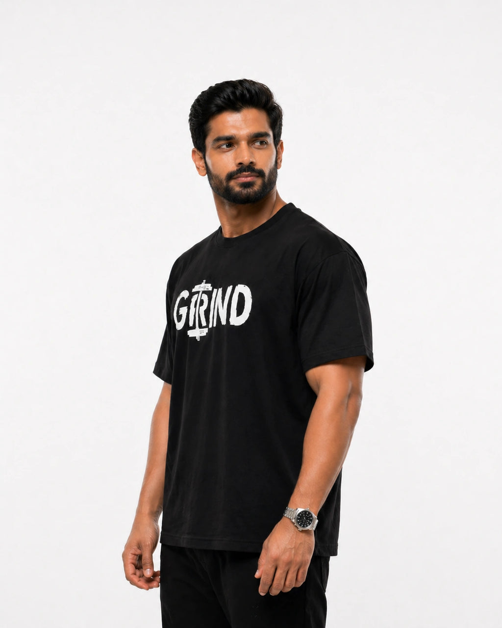 Men's Grind Black Oversized T-shirt