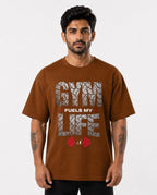 Men's Gym Is My Life Brown Oversized T-shirt