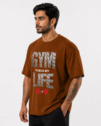 Men's Gym Is My Life Brown Oversized T-shirt