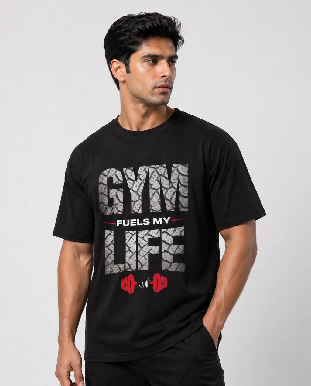 Men's Gym Is My Fuel Black Oversized T-shirt