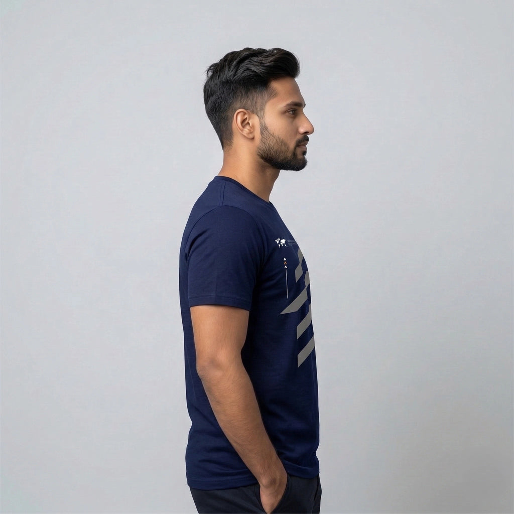 Men's Navy Blue Regular Tshirt