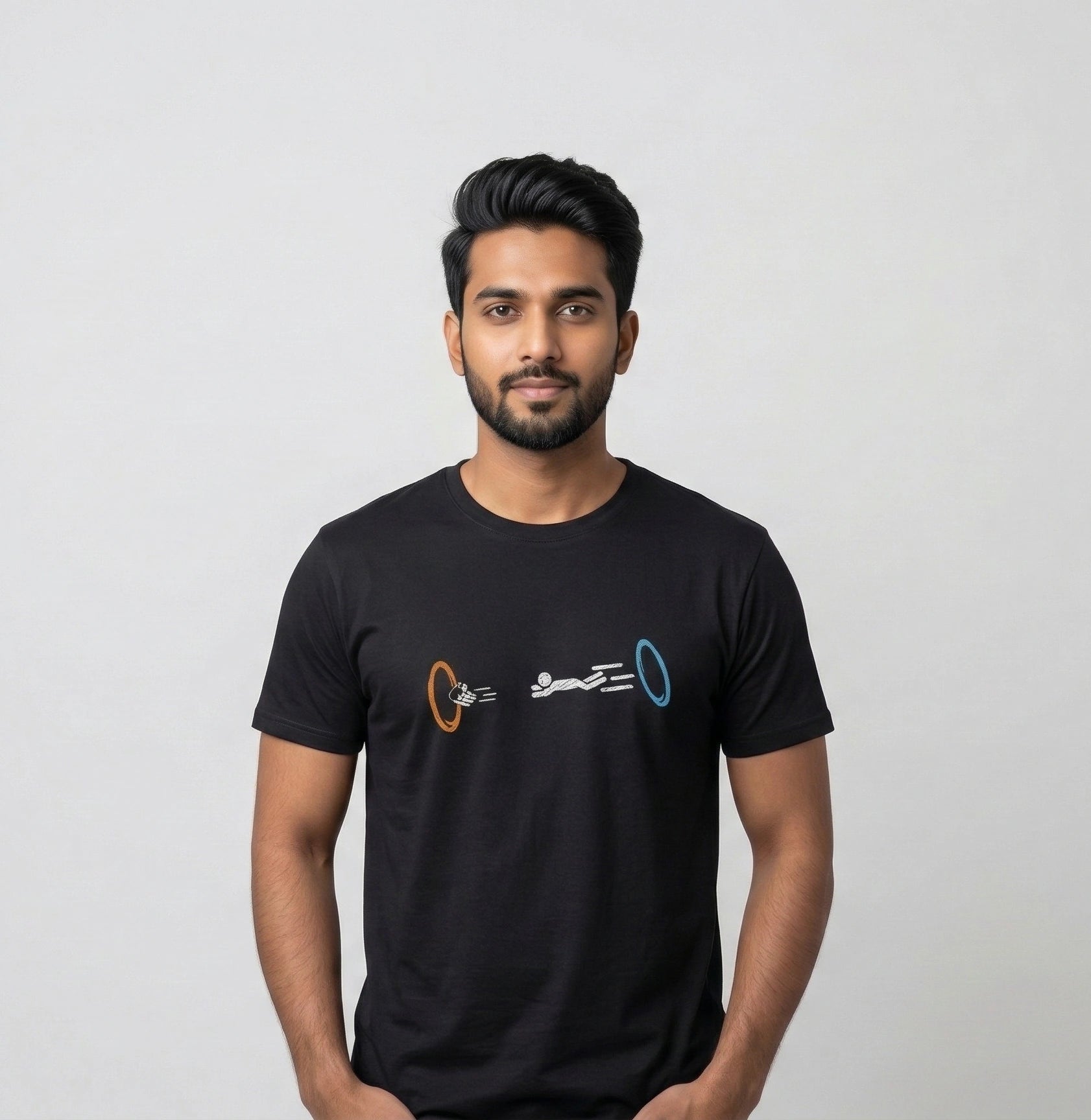 Men's Black Regular Graphic Tshirt
