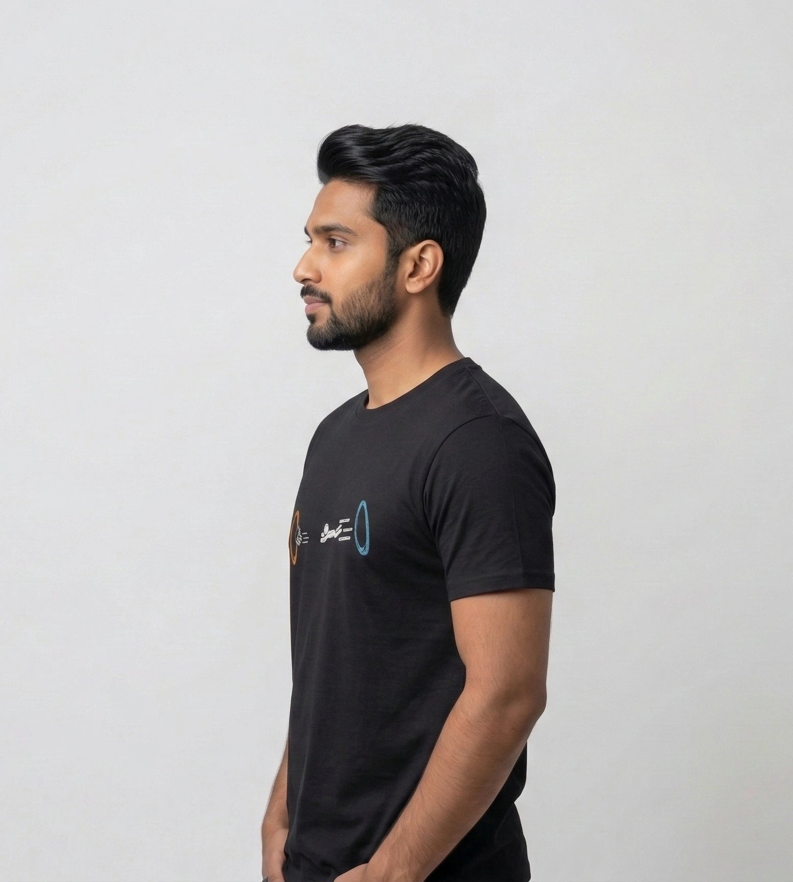 Men's Black Regular Graphic Tshirt