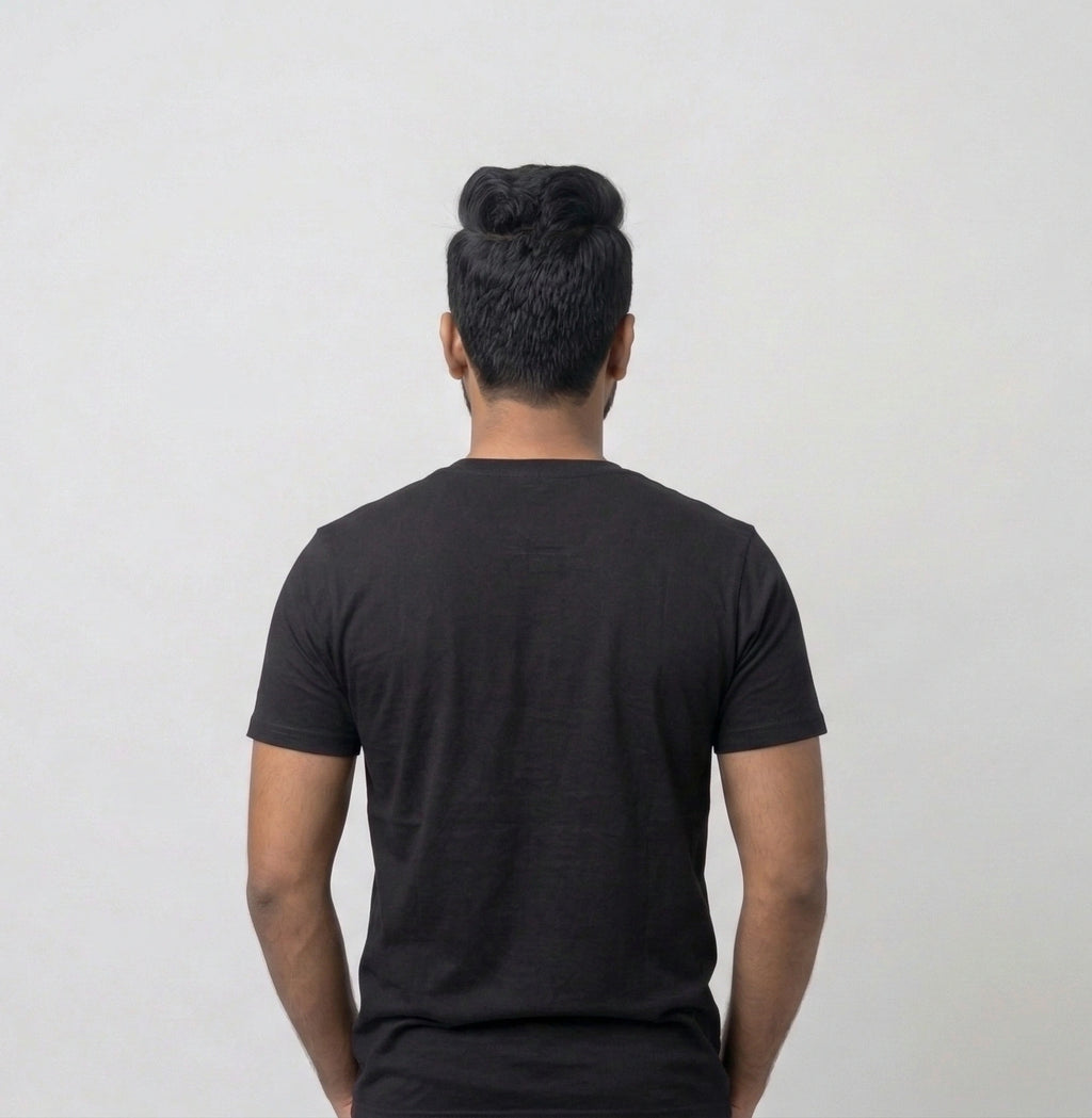 Men's Black Regular Graphic Tshirt