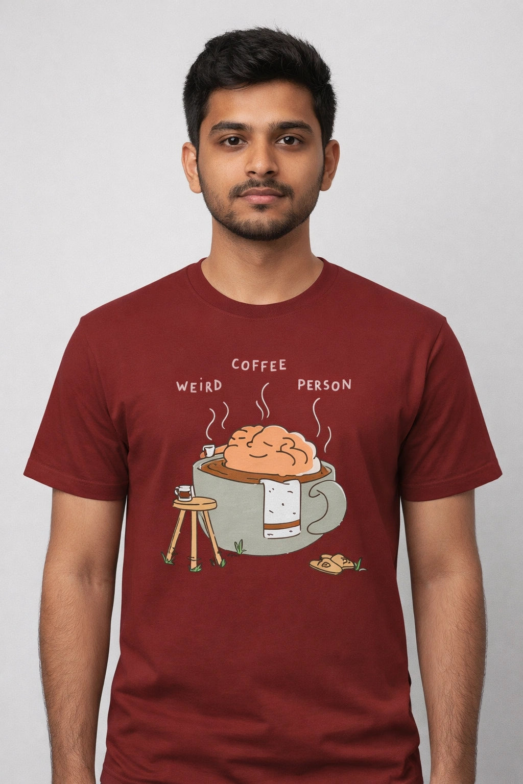 Men's Maroon Regular Graphic Tshirt