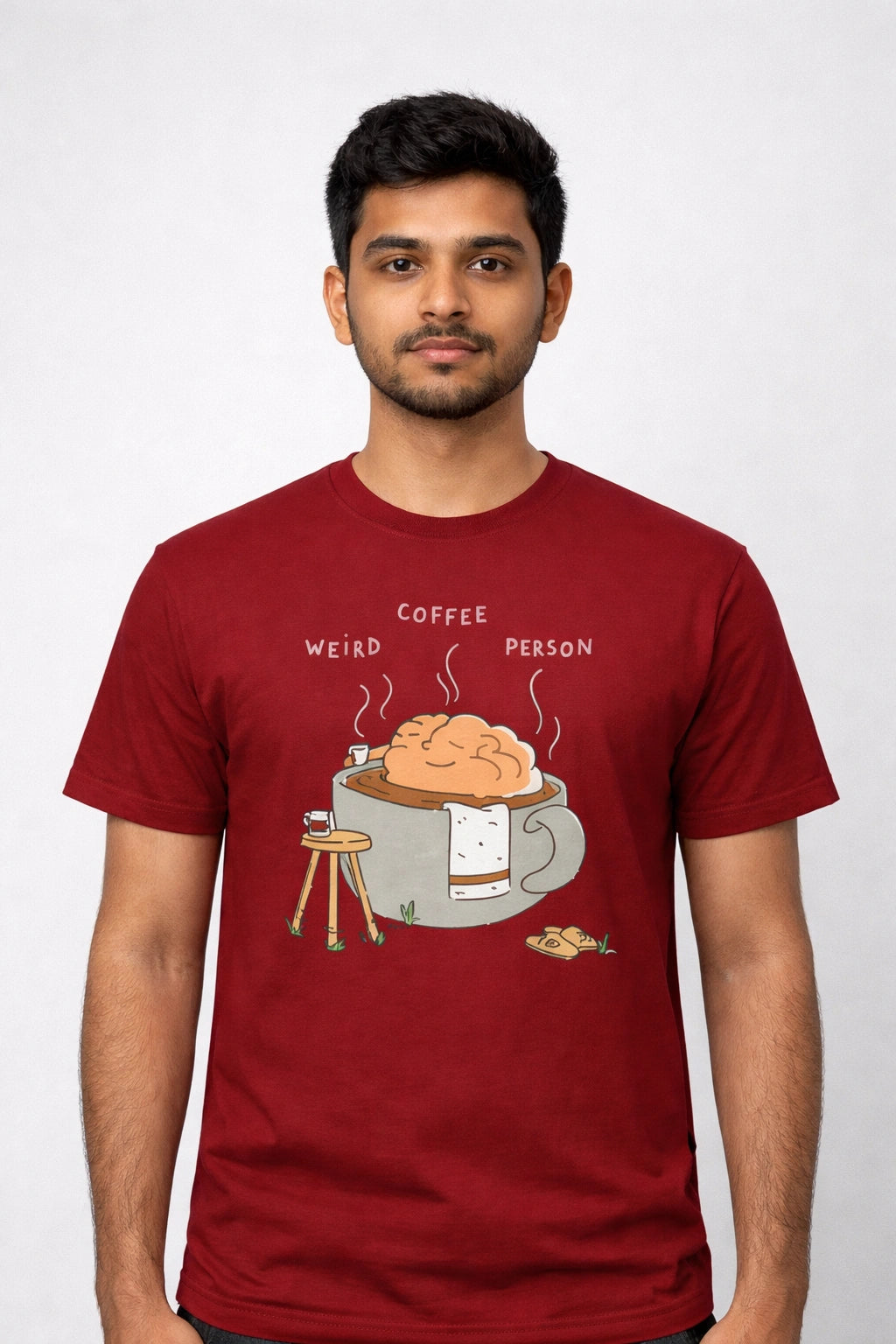 Men's Maroon Regular Graphic Tshirt