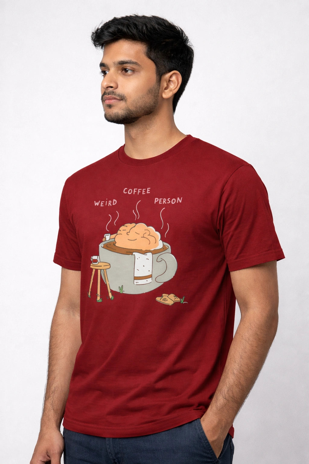 Men's Maroon Regular Graphic Tshirt
