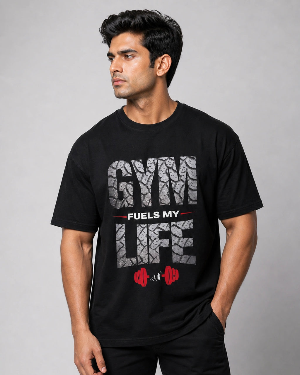 Men's Gym Is My Fuel Black Oversized T-shirt