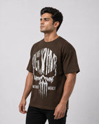 Men's Merciless Instinct Brown Oversized T-shirt