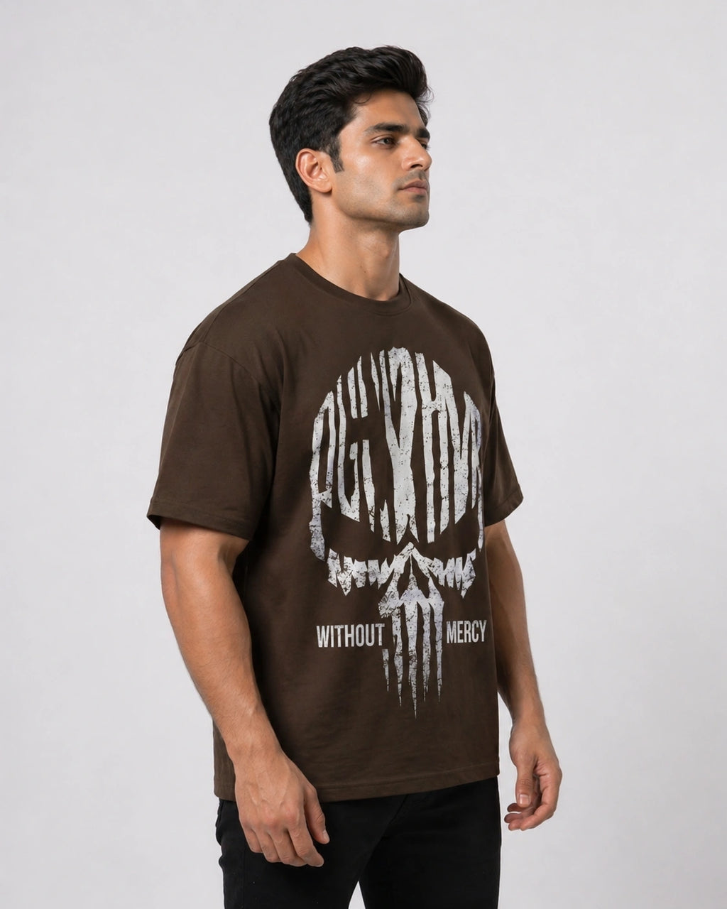 Men's Merciless Instinct Brown Oversized T-shirt