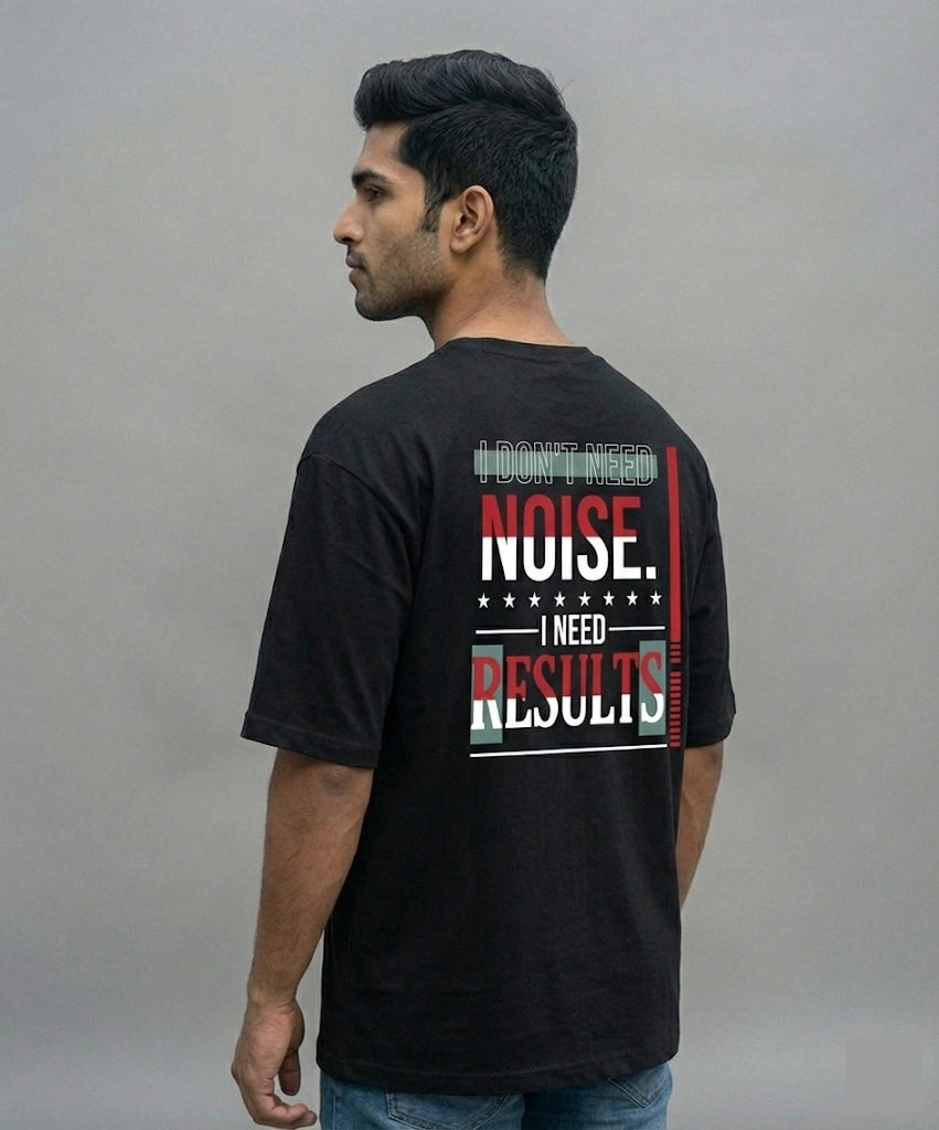 I Don't Need Noise Men's Black Oversized T shirt