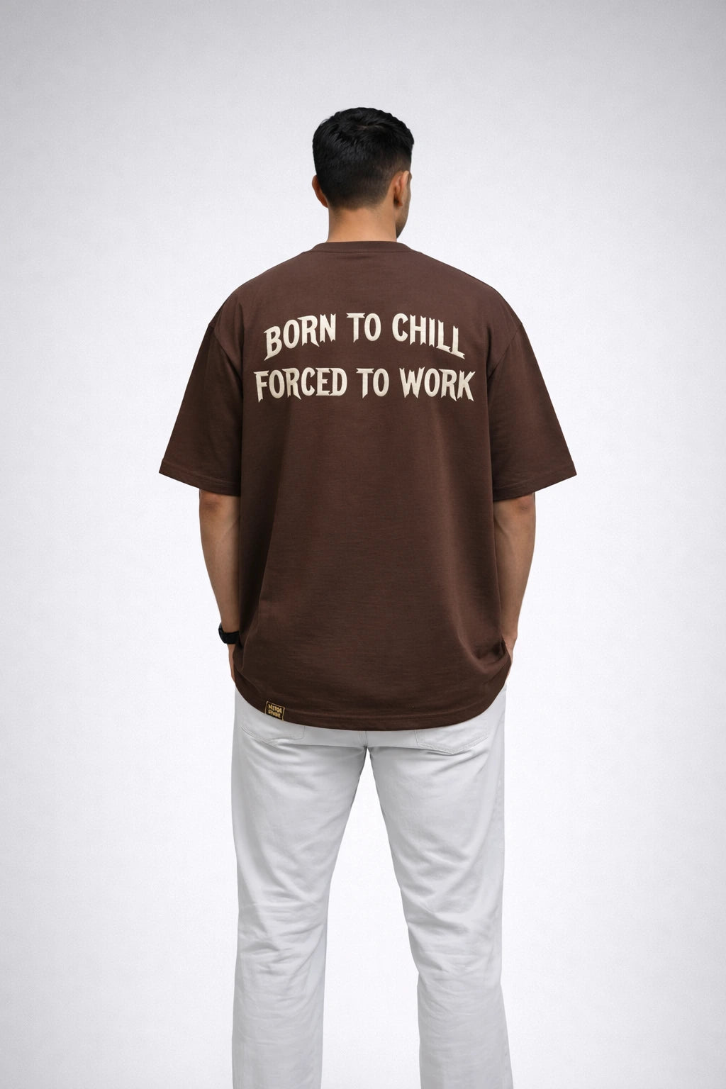 Men's Born To Chill Oversized Brown Tshirt