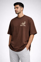 Men's Born To Chill Oversized Brown Tshirt