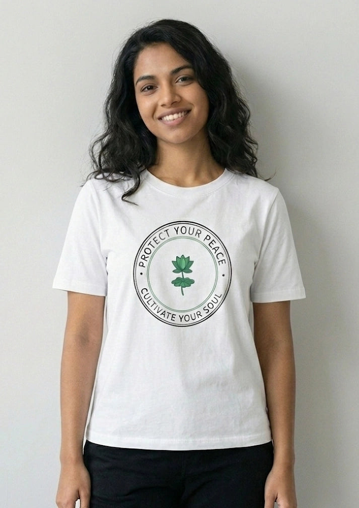 Women's Protect Your Peace Regular White T-shirt
