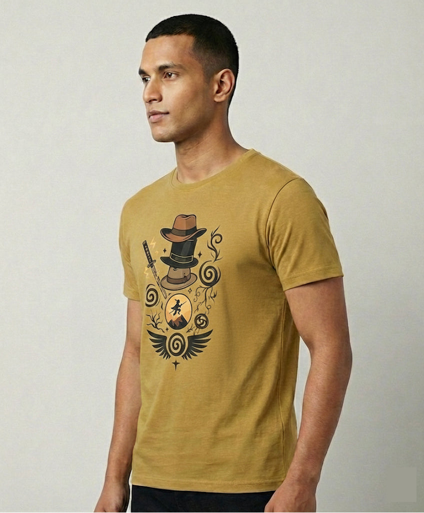 Me's Questbound Regular Graphic Printed Tshirt