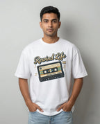 Men's Rewind Life White Oversized T-shirt
