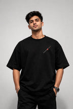 Men's Silent Cut Black Oversized T-shirt