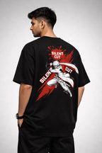 Men's Silent Cut Black Oversized T-shirt