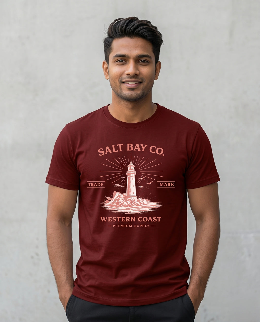 Men's Vintage Maroon Regular T-Shirt
