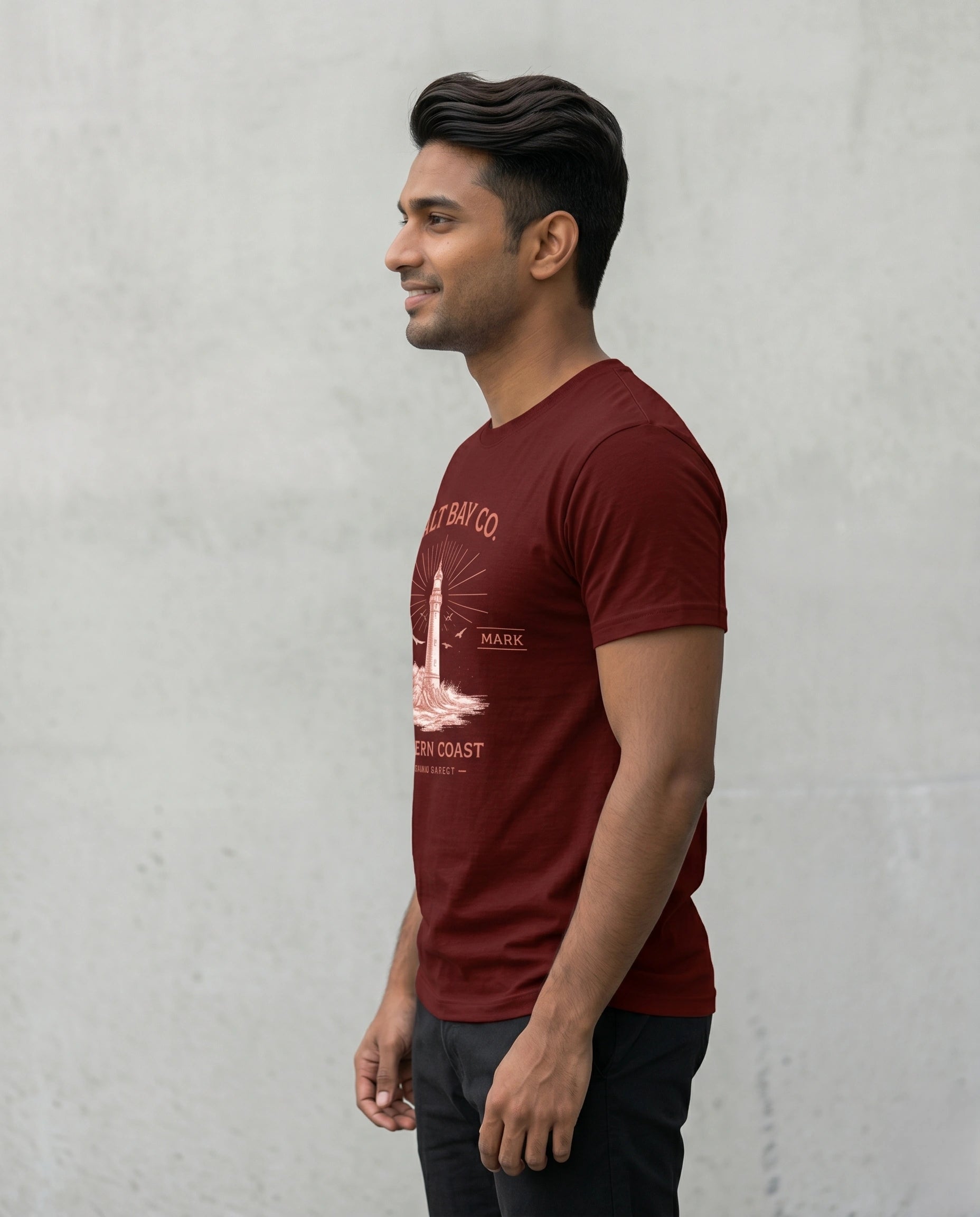 Men's Vintage Maroon Regular T-Shirt