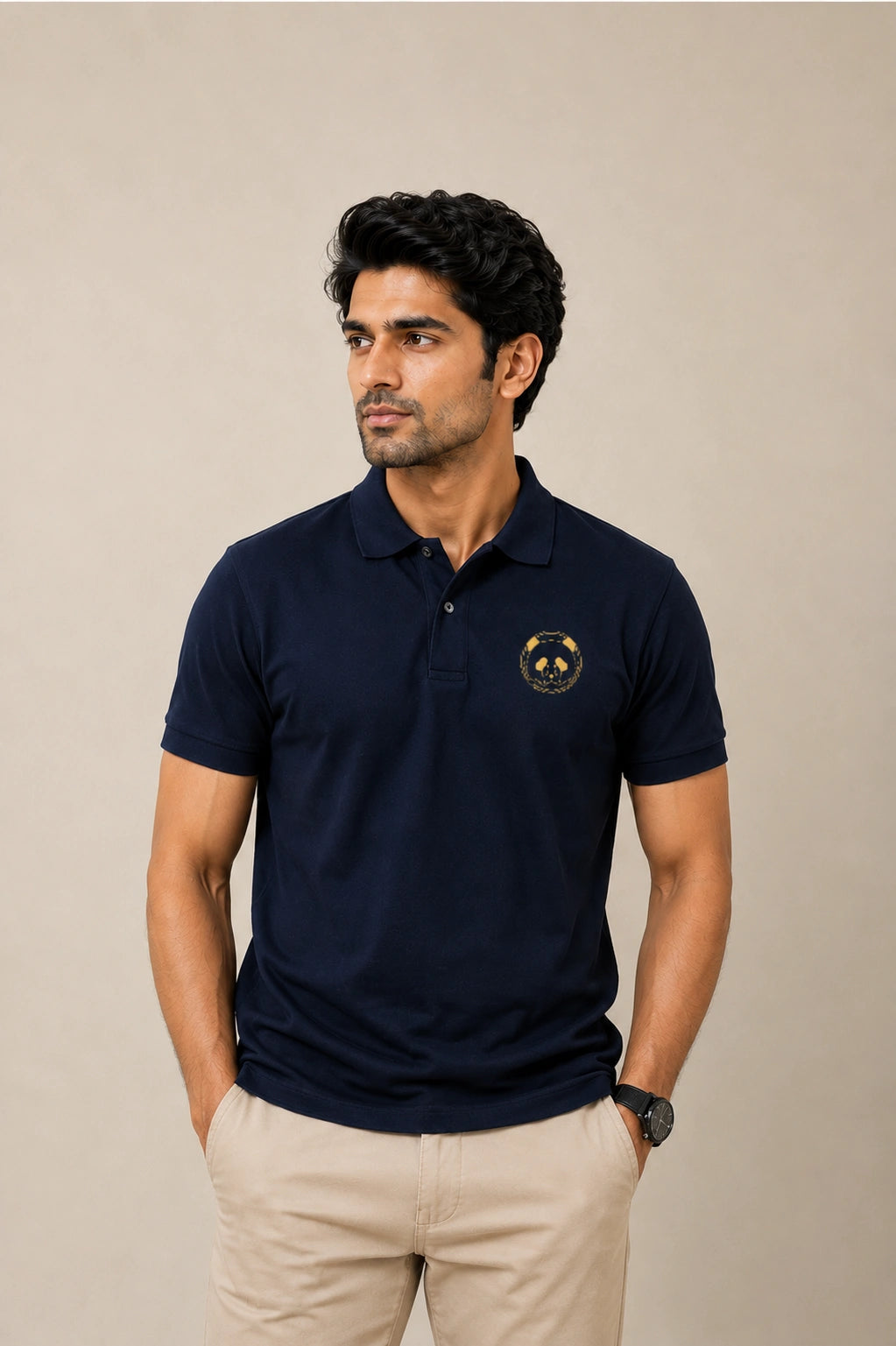 Men's Signature Panda Polo T-Shirt - NAVY BLUE