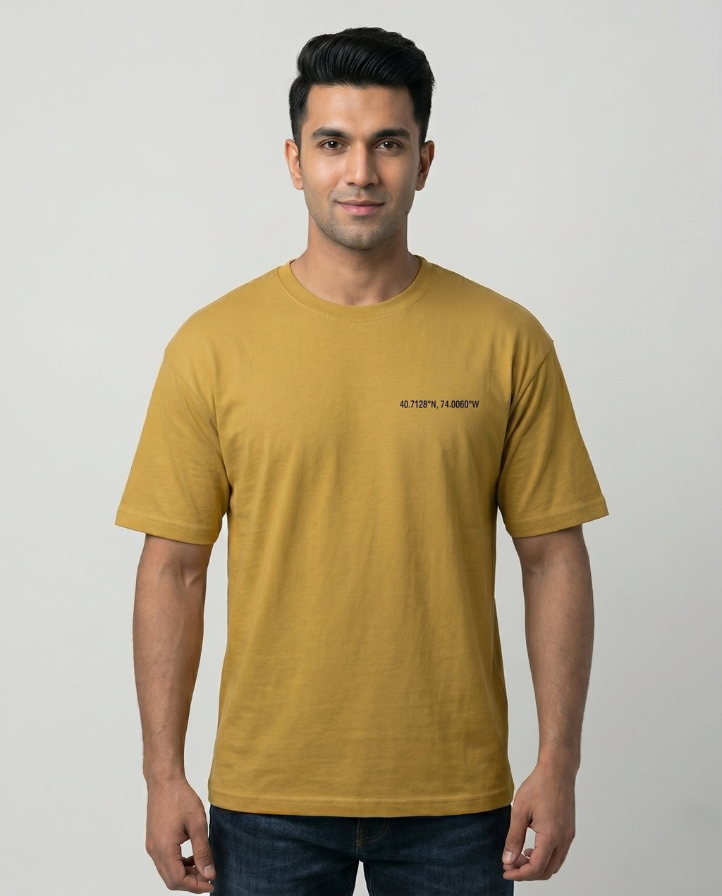 Men's Wonder Compass Beige Oversized T-Shirt