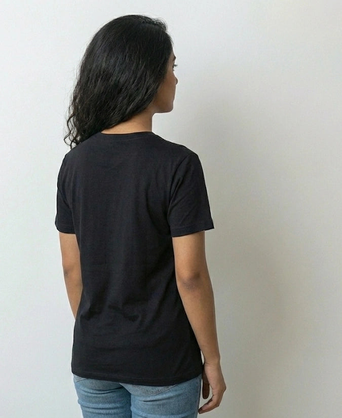 Women's Black Regular Graphic T-shirt
