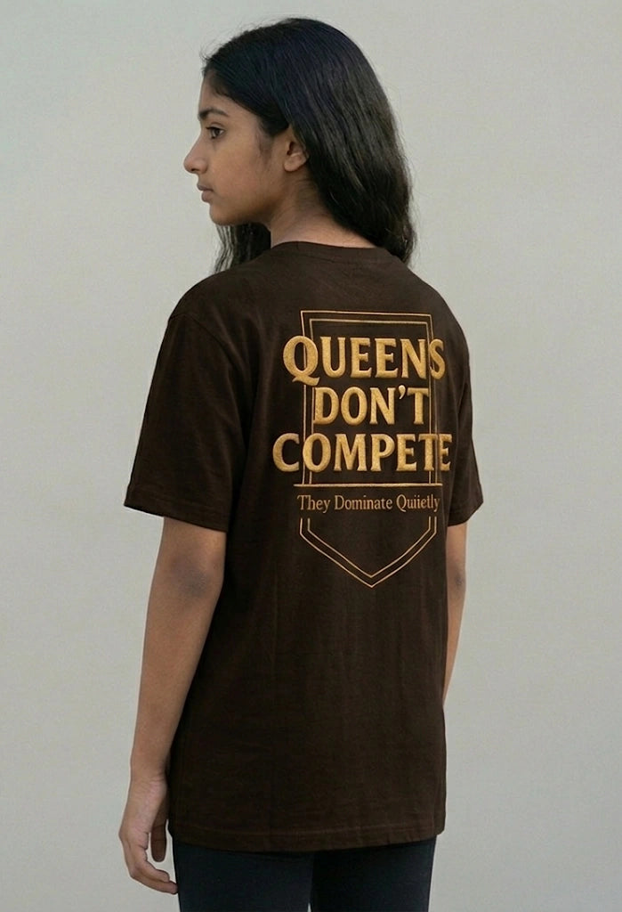 Women's Queen Don't Complete Oversize Brown T shirt