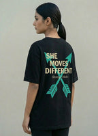 Women's She Moves Different Oversized Navy T shirt