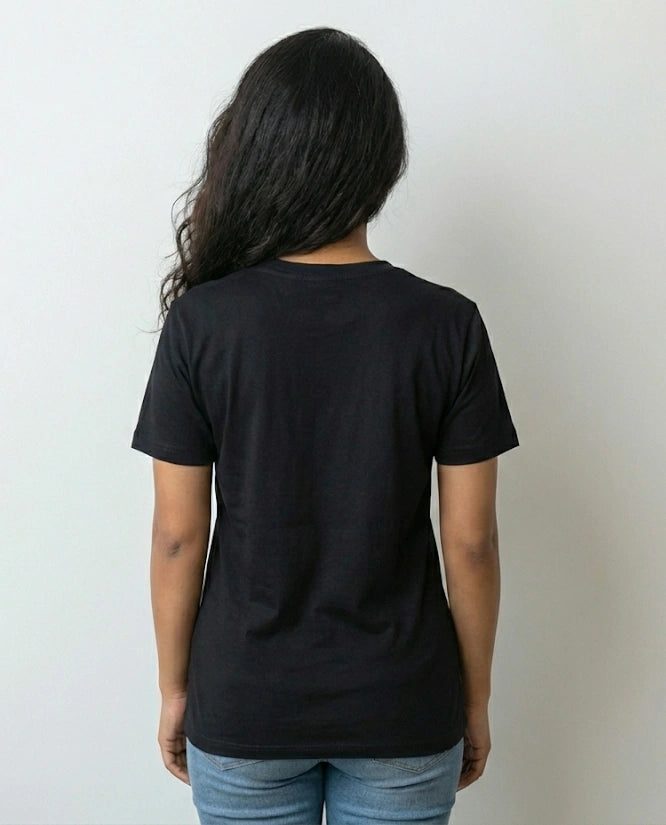 Women's Black Regular Graphic T-shirt