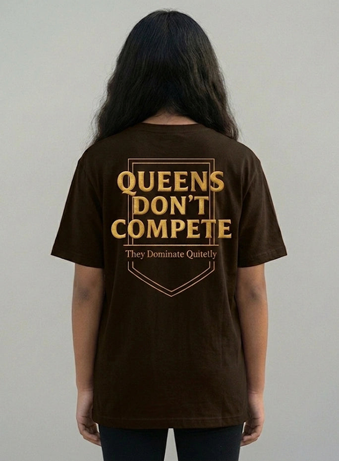 Women's Queen Don't Complete Oversize Brown T shirt