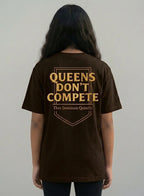 Women's Queen Don't Complete Oversize Brown T shirt