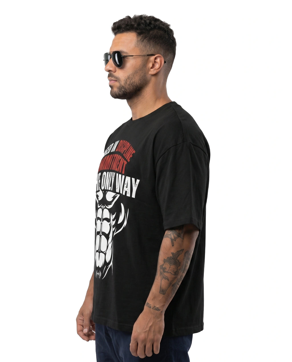Men's Forged Commitment Black Oversized T-shirt