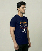 Men's Running On Coffee Regular Navy Graphic Tshirt