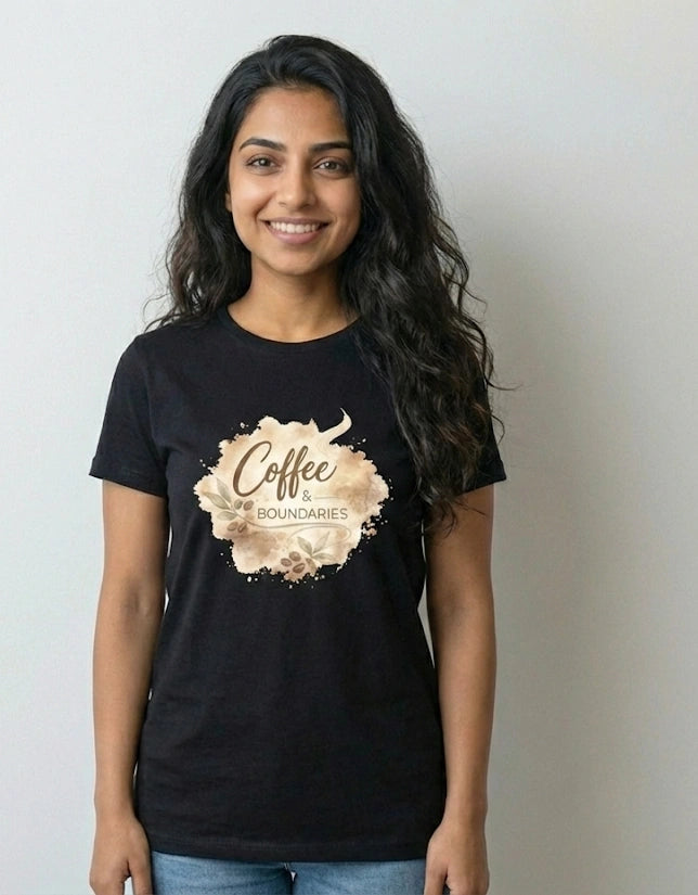 Women's Black Regular Graphic T-shirt