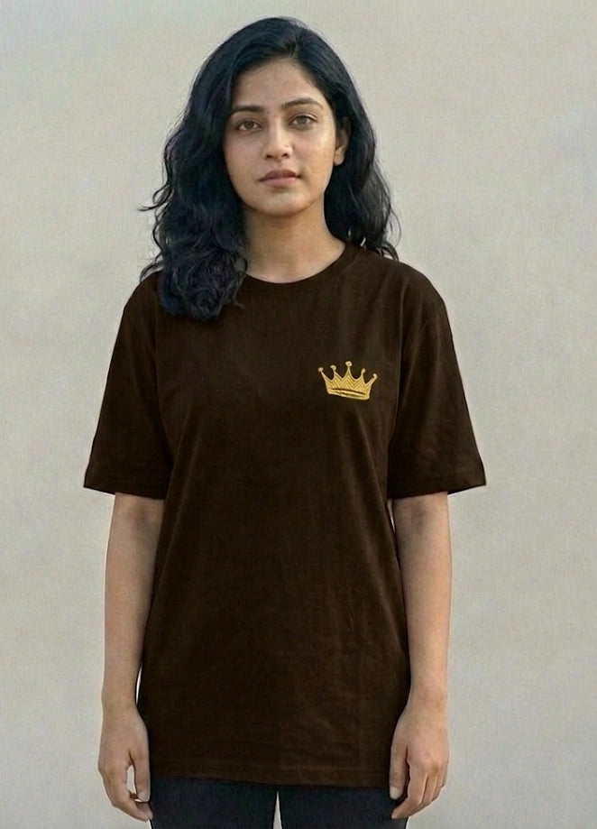 Women's Queen Don't Complete Oversize Brown T shirt