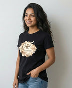 Women's Black Regular Graphic T-shirt