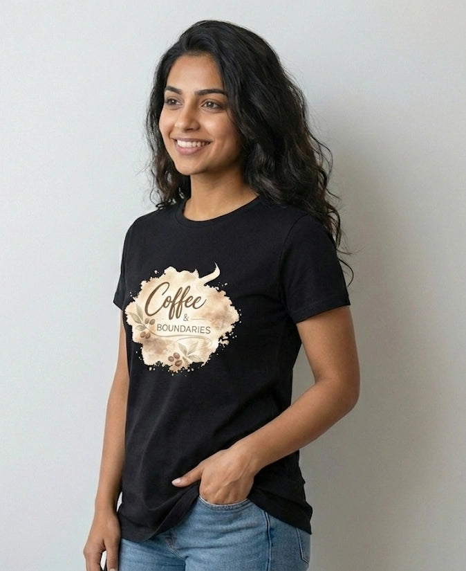 Women's Black Regular Graphic T-shirt