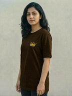 Women's Queen Don't Complete Oversize Brown T shirt
